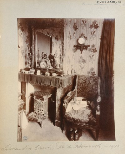 Interior of a working class home in the rue de Romainville, Paris, 1910 by Eugène Atget